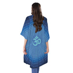 Spiritual Om Sign Print Open Front Beach Cover Up