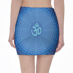 Spiritual Om Sign Print Pencil Mini Skirt