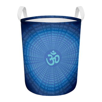 Spiritual Om Sign Print Round Laundry Basket