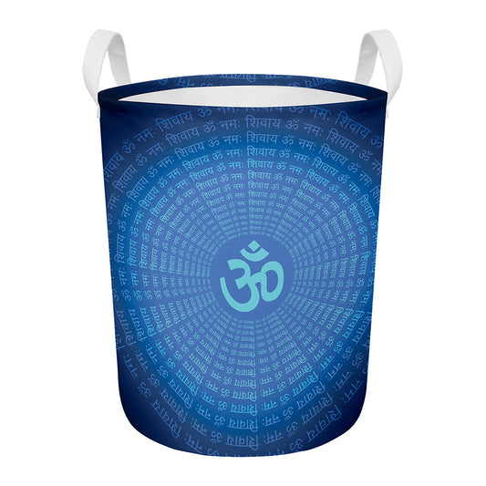 Spiritual Om Sign Print Round Laundry Basket