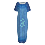 Spiritual Om Sign Print Short Sleeve Long Nightdress