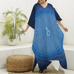 Spiritual Om Sign Print Silk V-Neck Kaftan Dress