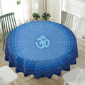 Spiritual Om Sign Print Waterproof Round Tablecloth