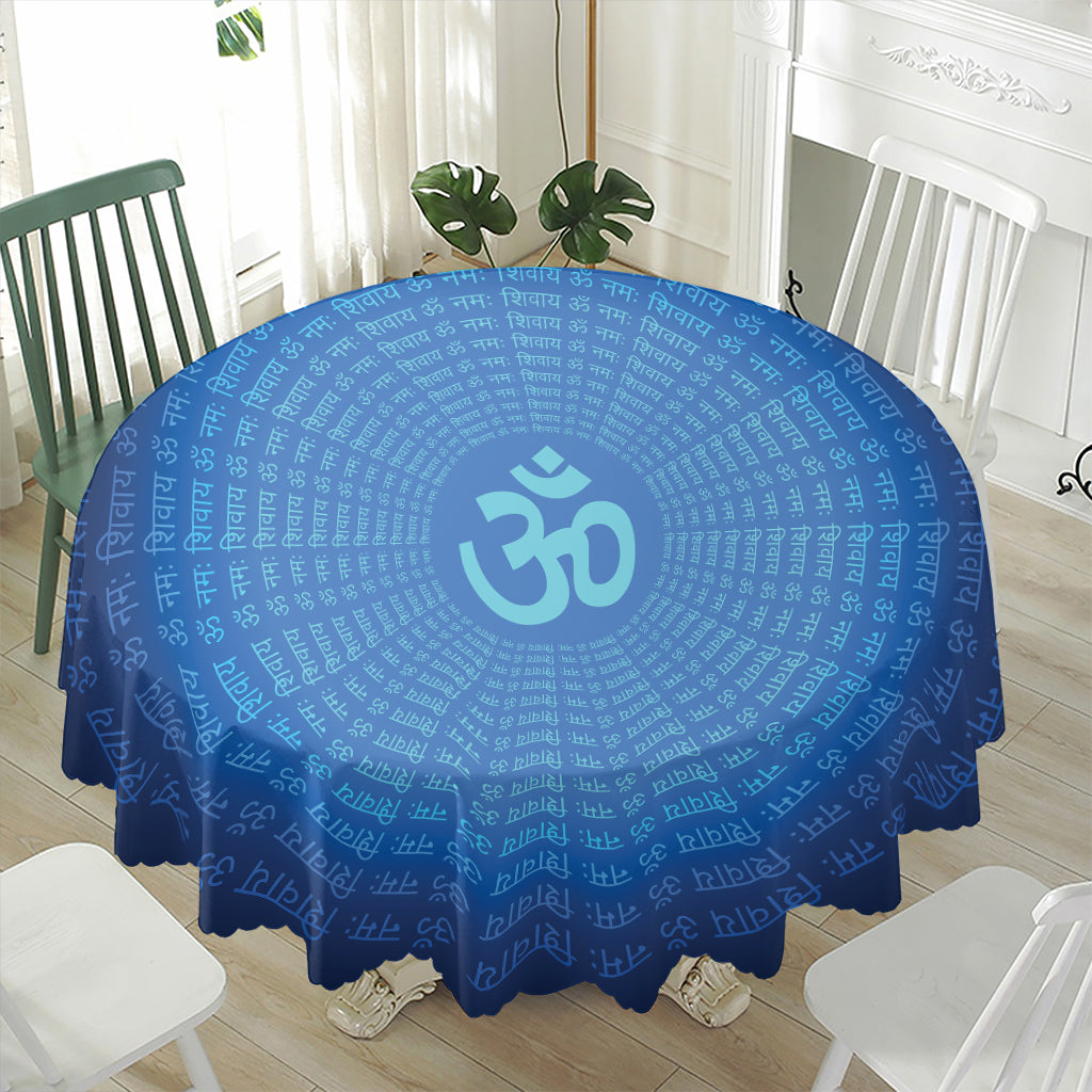 Spiritual Om Sign Print Waterproof Round Tablecloth