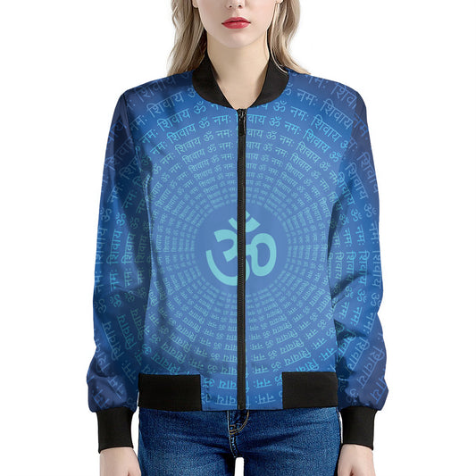 Spiritual Om Sign Print Women's Bomber Jacket