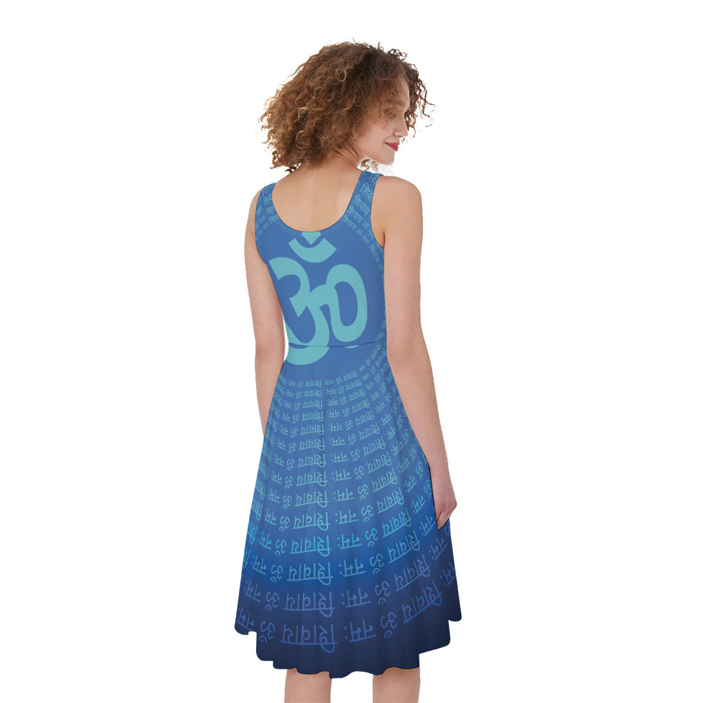 Spiritual Om Sign Print Women's Sleeveless Dress
