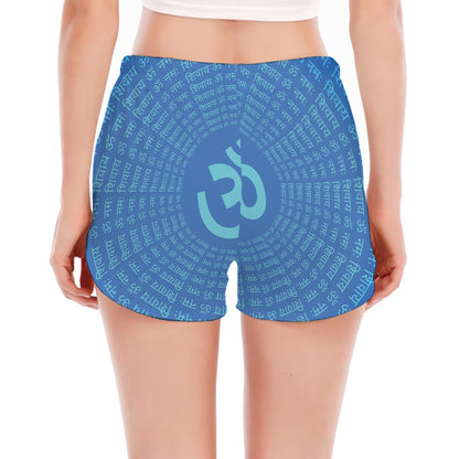 Spiritual Om Sign Print Women's Split Running Shorts