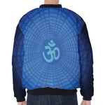 Spiritual Om Sign Print Zip Sleeve Bomber Jacket