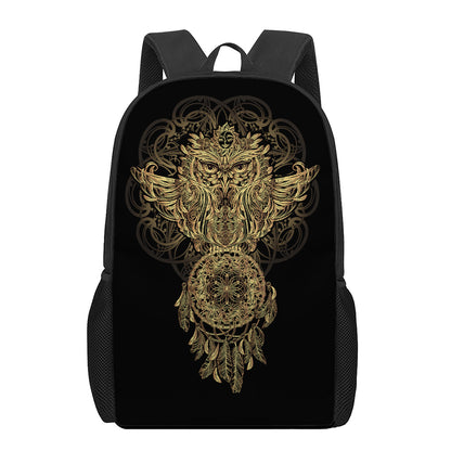 Spiritual Owl With Dreamcatcher Print 17 Inch Backpack