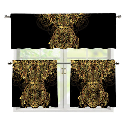 Spiritual Owl With Dreamcatcher Print 3 Piece Kitchen Curtains