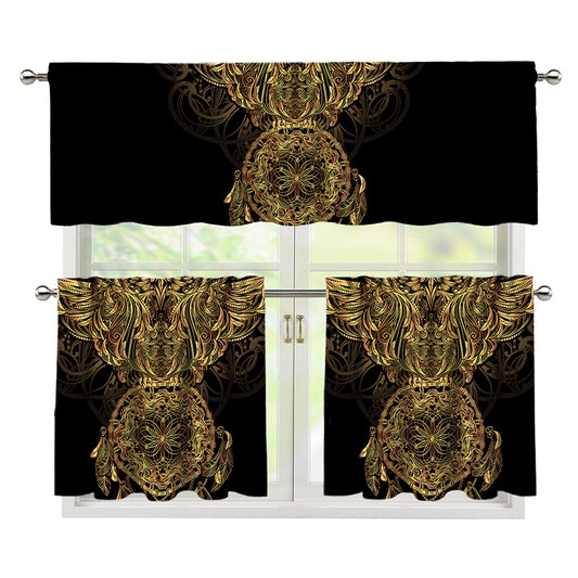 Spiritual Owl With Dreamcatcher Print 3 Piece Kitchen Curtains