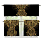 Spiritual Owl With Dreamcatcher Print 3 Piece Kitchen Curtains