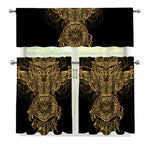 Spiritual Owl With Dreamcatcher Print 3 Piece Kitchen Curtains
