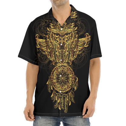 Spiritual Owl With Dreamcatcher Print Aloha Shirt