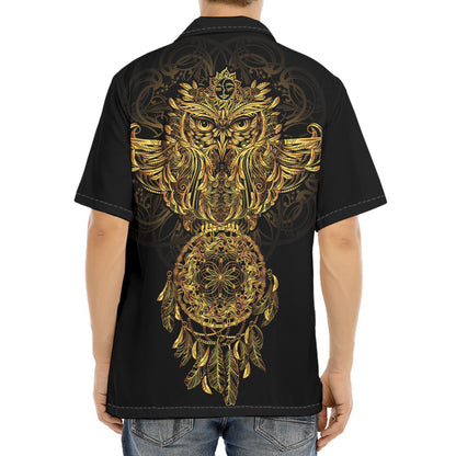 Spiritual Owl With Dreamcatcher Print Aloha Shirt