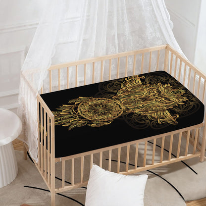 Spiritual Owl With Dreamcatcher Print Baby Crib Sheet