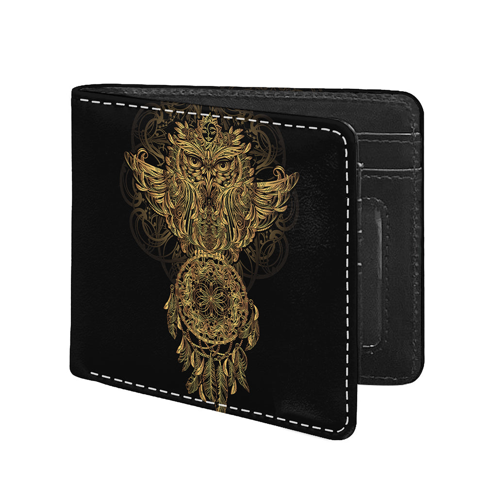 Spiritual Owl With Dreamcatcher Print Bifold Wallet