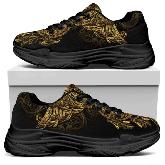 Spiritual Owl With Dreamcatcher Print Black Chunky Shoes