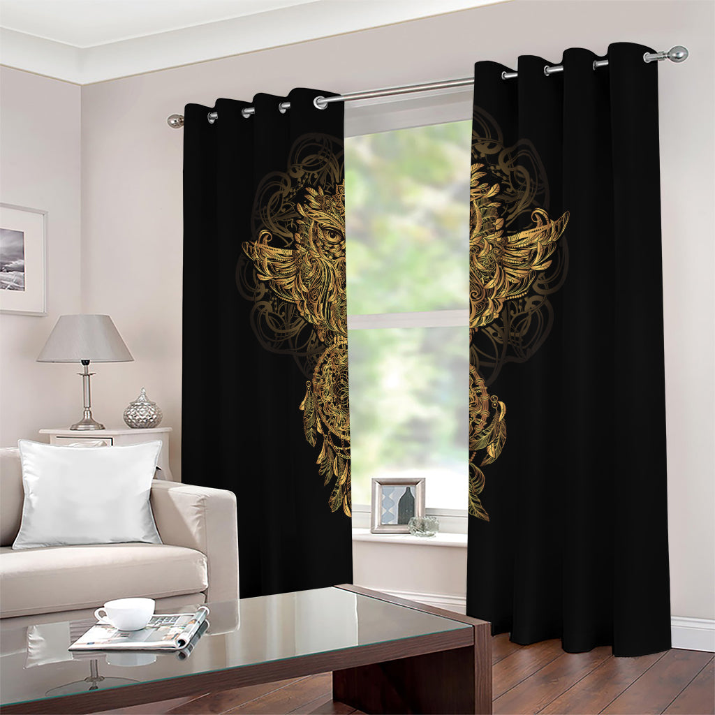 Spiritual Owl With Dreamcatcher Print Blackout Grommet Curtains