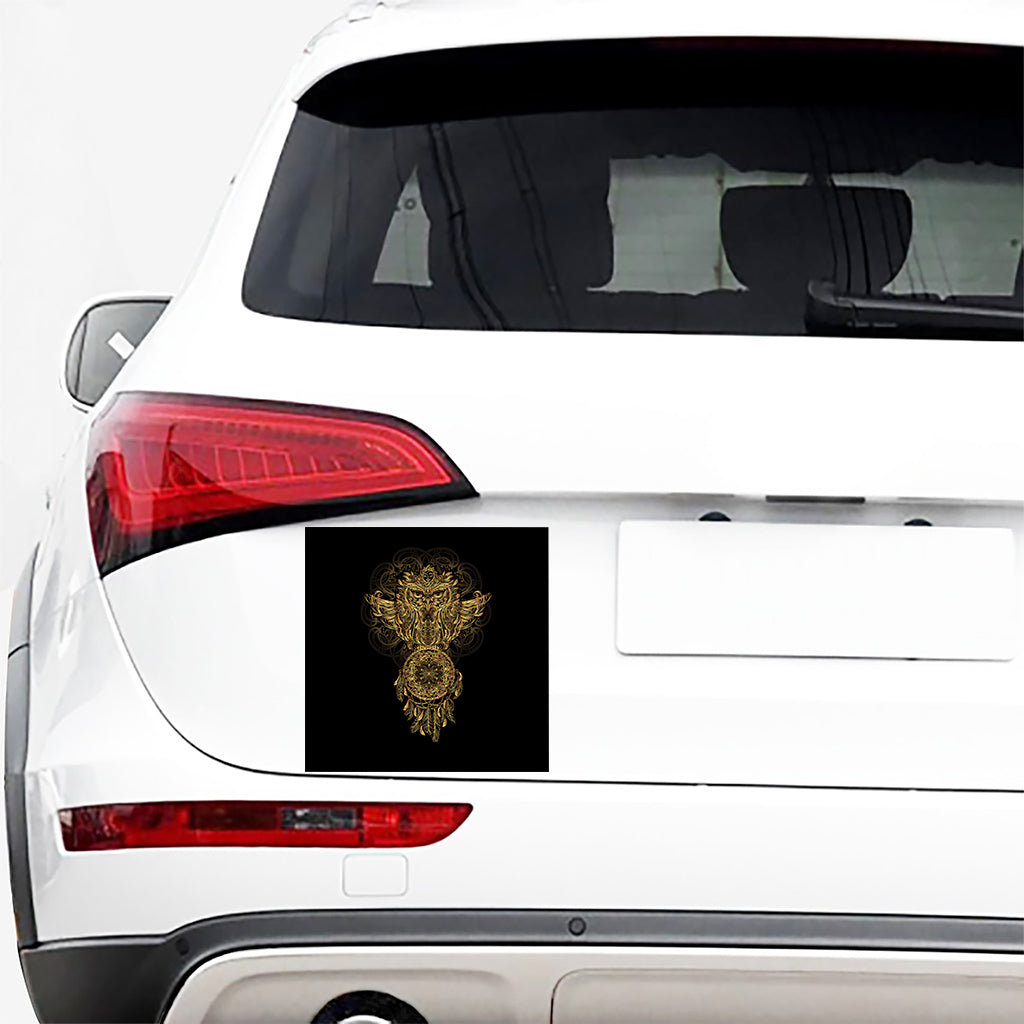 Spiritual Owl With Dreamcatcher Print Car Sticker