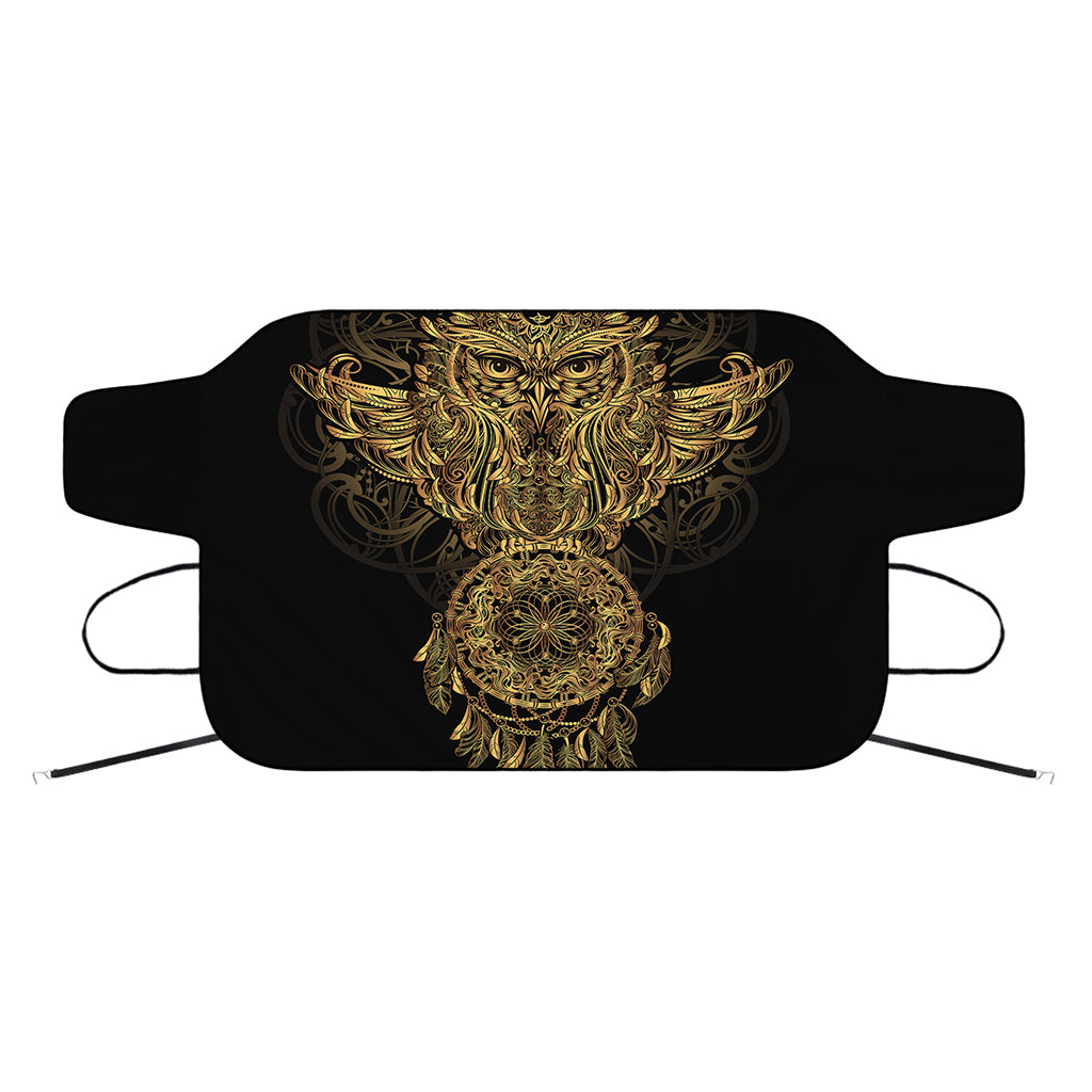 Spiritual Owl With Dreamcatcher Print Car Windshield Snow Cover