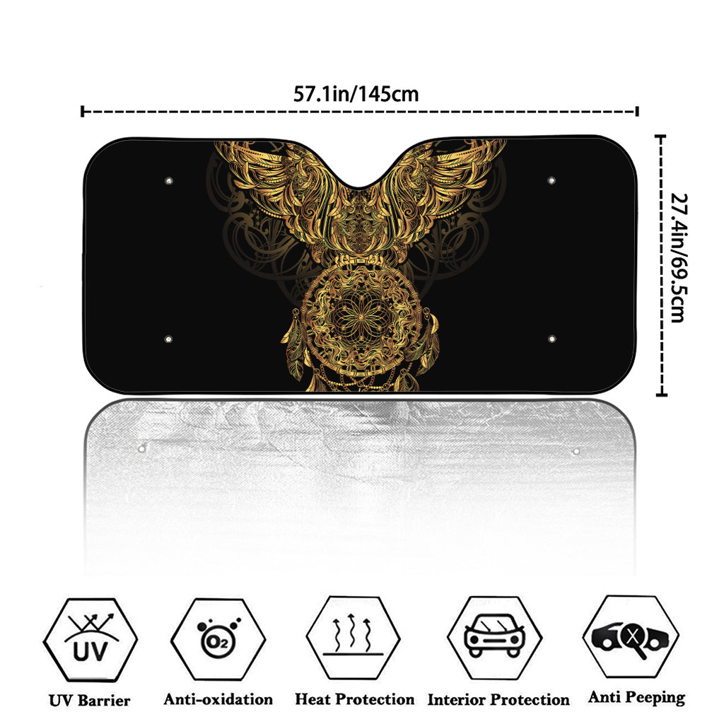 Spiritual Owl With Dreamcatcher Print Car Windshield Sun Shade