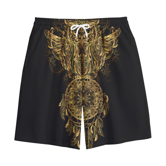 Spiritual Owl With Dreamcatcher Print Cotton Shorts