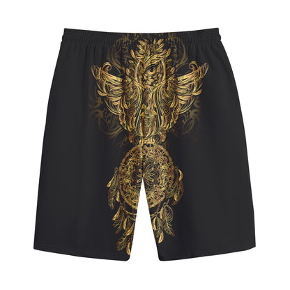 Spiritual Owl With Dreamcatcher Print Cotton Shorts