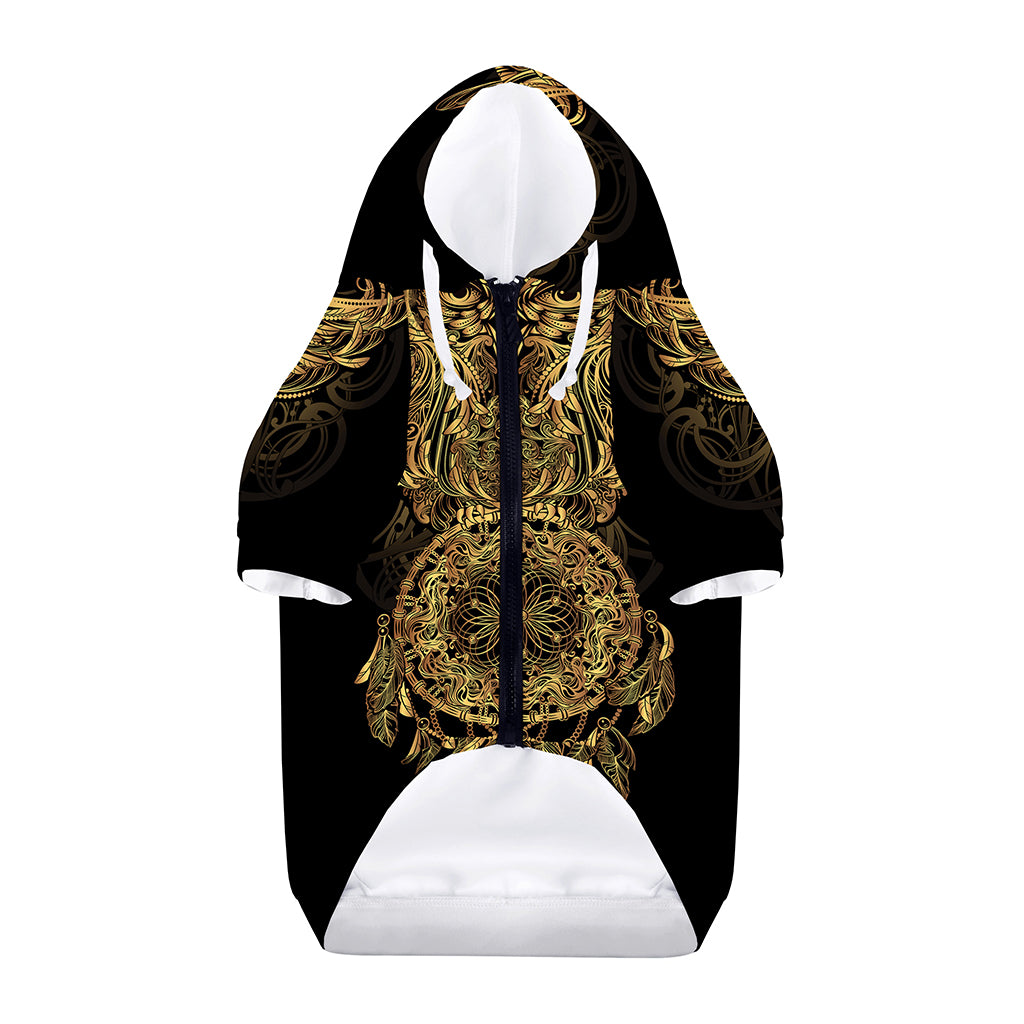 Spiritual Owl With Dreamcatcher Print Dog Zip Up Hoodie