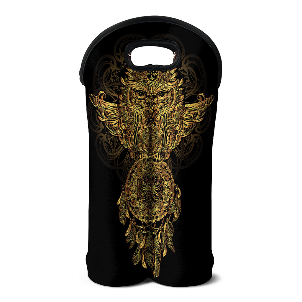 Spiritual Owl With Dreamcatcher Print Double Neoprene Wine Tote