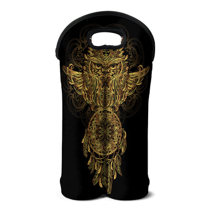 Spiritual Owl With Dreamcatcher Print Double Neoprene Wine Tote
