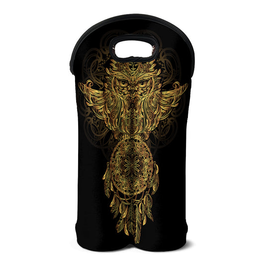 Spiritual Owl With Dreamcatcher Print Double Neoprene Wine Tote