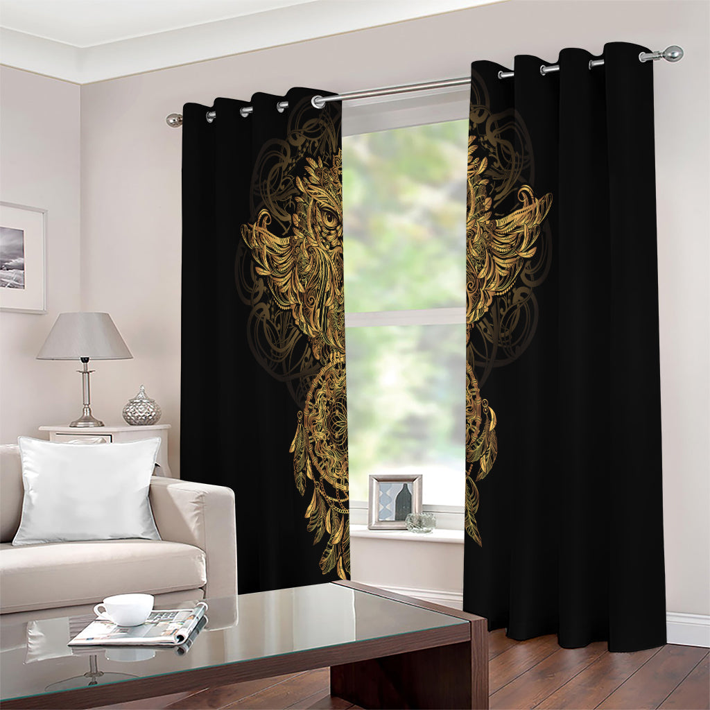 Spiritual Owl With Dreamcatcher Print Extra Wide Grommet Curtains