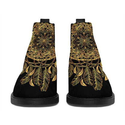 Spiritual Owl With Dreamcatcher Print Flat Ankle Boots