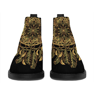 Spiritual Owl With Dreamcatcher Print Flat Ankle Boots