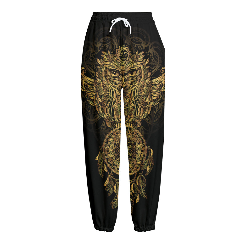 Spiritual Owl With Dreamcatcher Print Fleece Lined Knit Pants