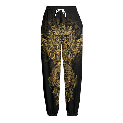 Spiritual Owl With Dreamcatcher Print Fleece Lined Knit Pants