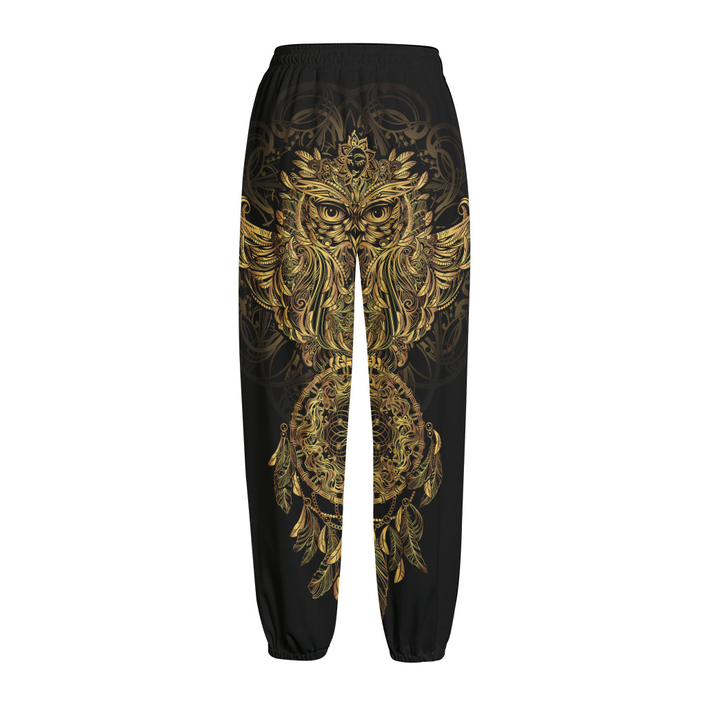 Spiritual Owl With Dreamcatcher Print Fleece Lined Knit Pants