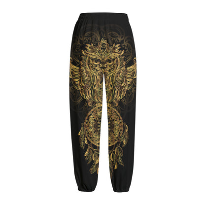 Spiritual Owl With Dreamcatcher Print Fleece Lined Knit Pants
