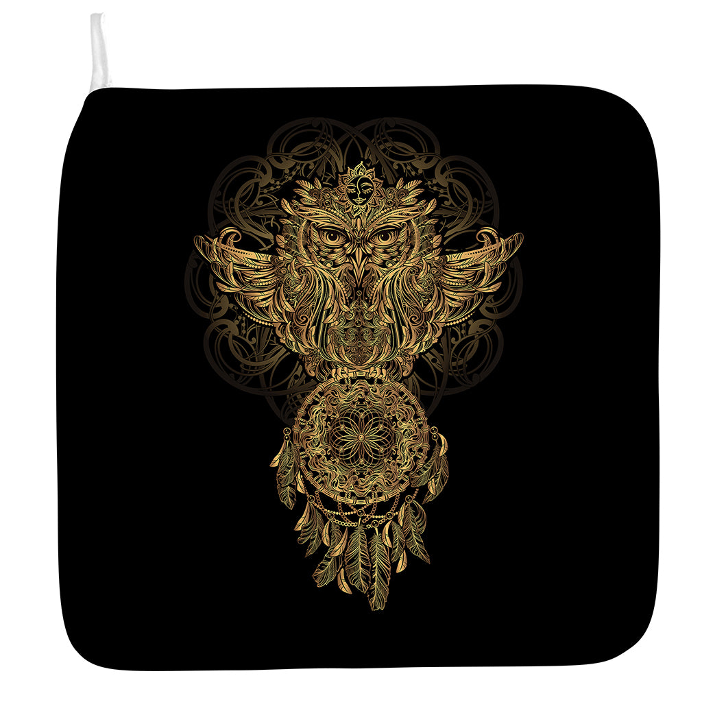 Spiritual Owl With Dreamcatcher Print Hand Towel