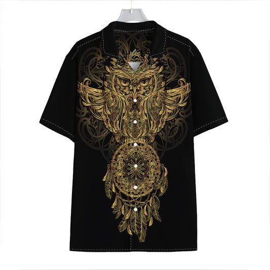 Spiritual Owl With Dreamcatcher Print Hawaiian Shirt