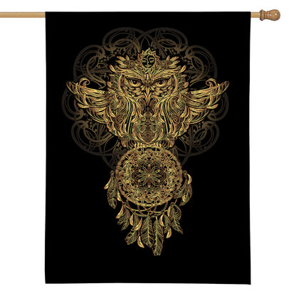 Spiritual Owl With Dreamcatcher Print House Flag