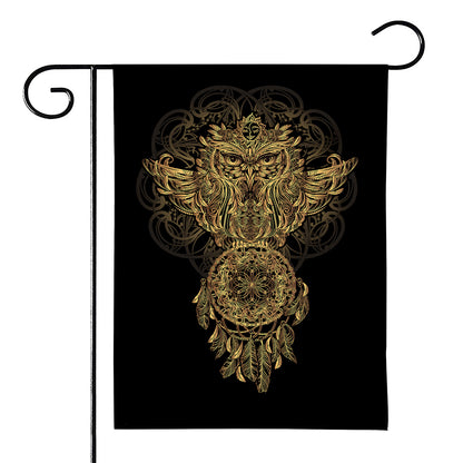 Spiritual Owl With Dreamcatcher Print House Flag