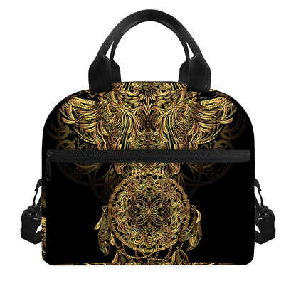 Spiritual Owl With Dreamcatcher Print Insulated Lunch Bag