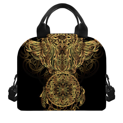 Spiritual Owl With Dreamcatcher Print Insulated Lunch Bag