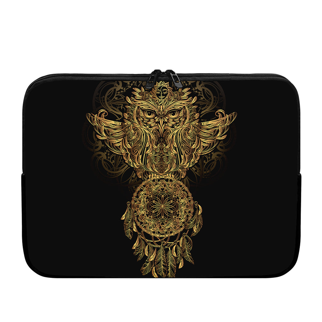 Spiritual Owl With Dreamcatcher Print Laptop Sleeve