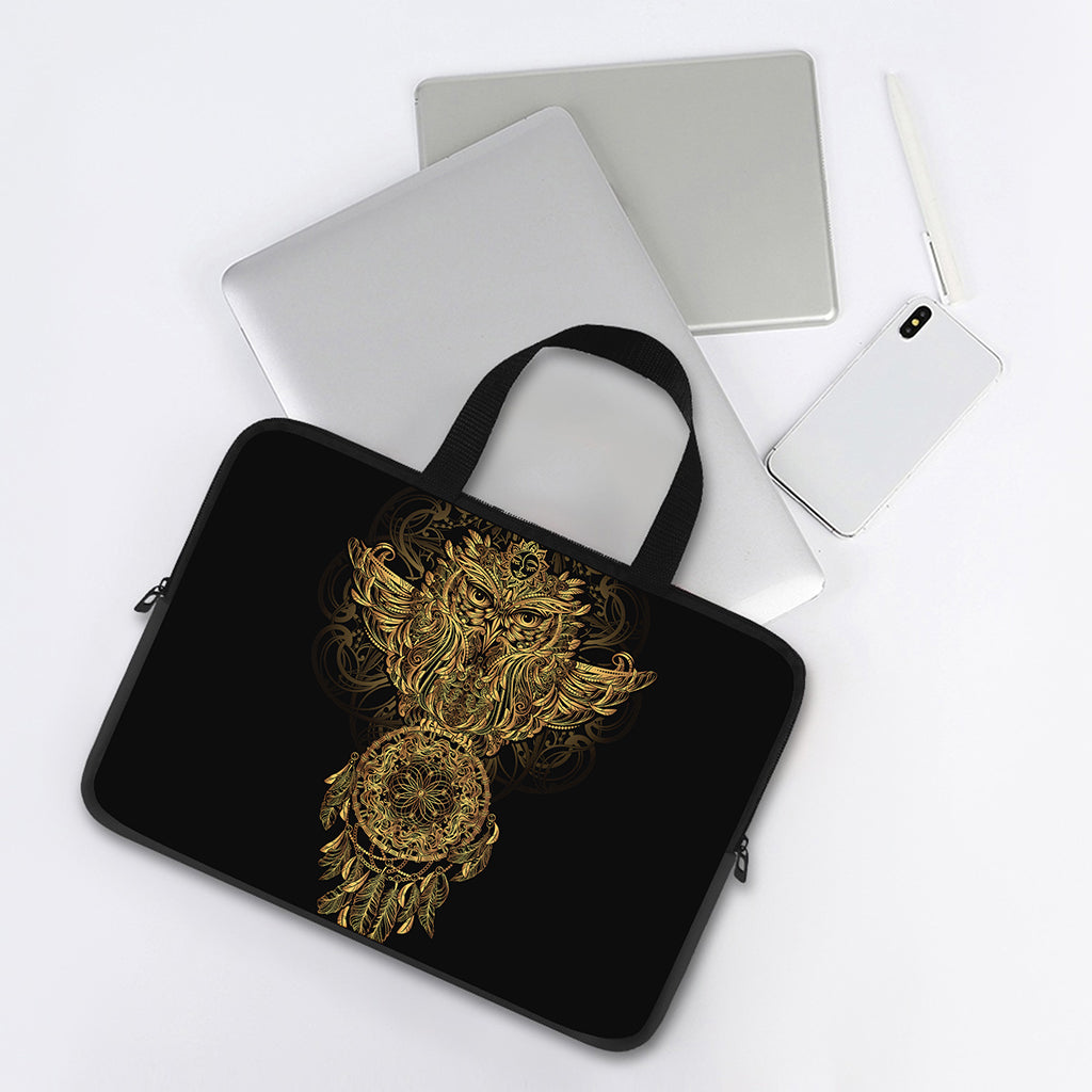 Spiritual Owl With Dreamcatcher Print Laptop Sleeve With Handle