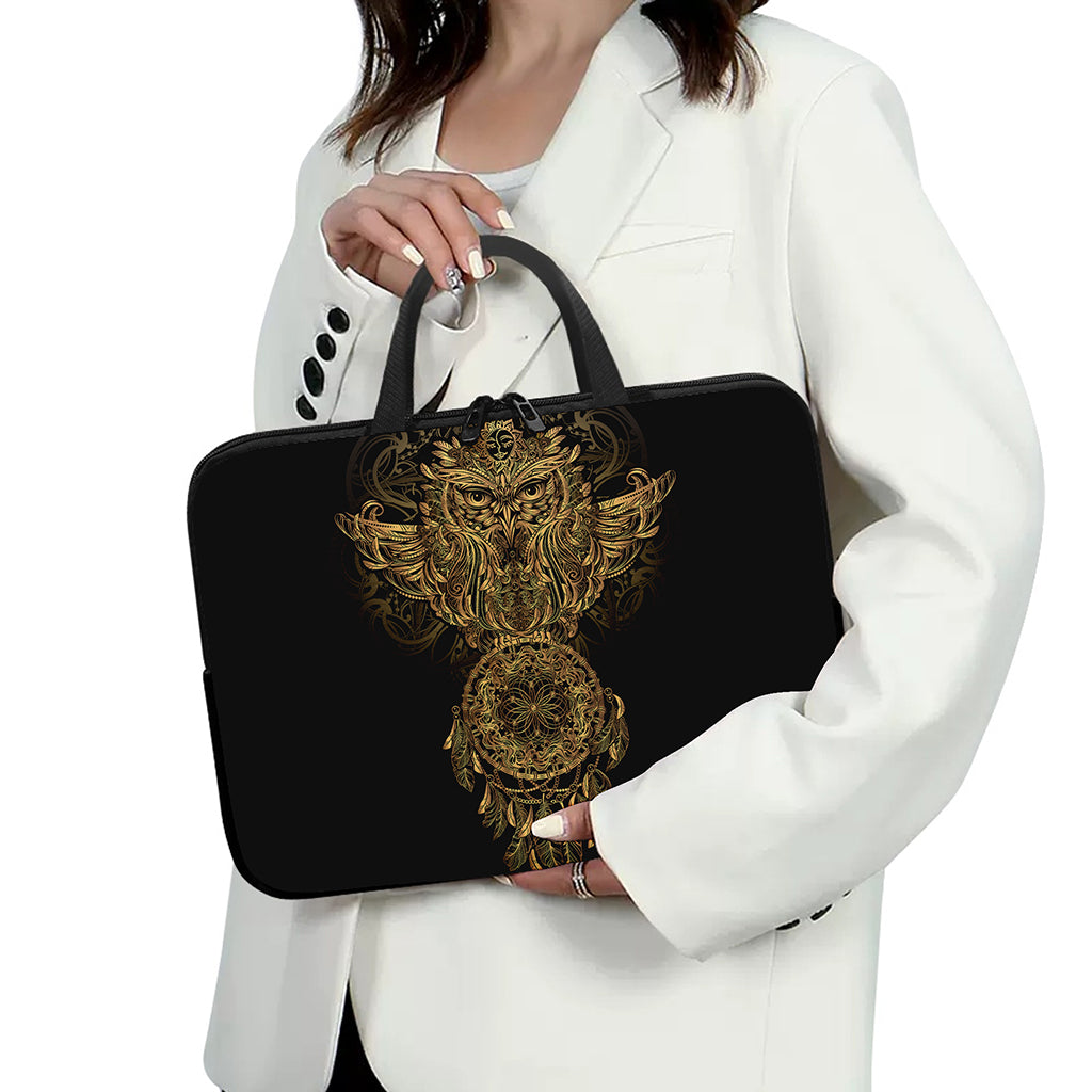 Spiritual Owl With Dreamcatcher Print Laptop Sleeve With Handle