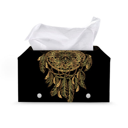 Spiritual Owl With Dreamcatcher Print Leather Tissue Box Cover