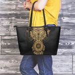 Spiritual Owl With Dreamcatcher Print Leather Tote Bag